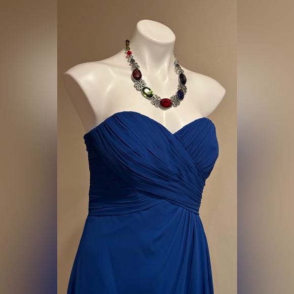 Bill Levkoff  Blue Wedding Evening Cocktail Party Maxi Strapless Dress S… - Picture 2 of 15